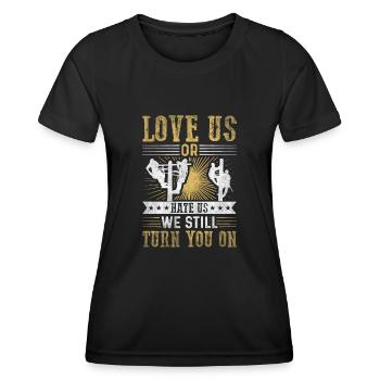 Nous vous allumons toujours électricien - T-shirt sport Femme - noir - Devant - AI Model Female 172 light (172cm)