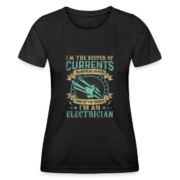 Im The Keeper Of Current Elektriker - Frauen Funktions-T-Shirt - Schwarz - Vorne - AI Model Female 172 light (172cm)