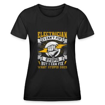 Je ne peux pas réparer Stupid Electrician - T-shirt sport Femme - noir - Devant - AI Model Female 172 light (172cm)