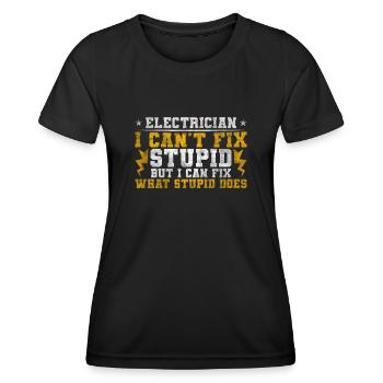 Je ne peux pas réparer Stupid Electrician - T-shirt sport Femme - noir - Devant - AI Model Female 172 light (172cm)