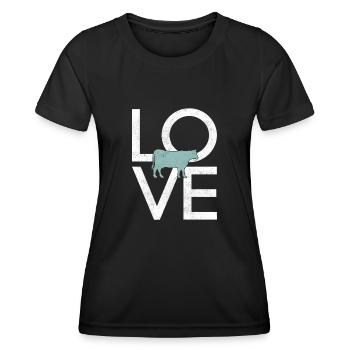 Vache - T-shirt sport Femme - noir - Devant - AI Model Female 172 light (172cm)