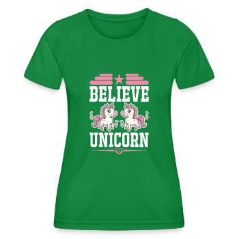 Belief in Unicorn Unicorn - Women's Functional T-Shirt - kelly green - Front - AI Model Female 172 dark (172cm)