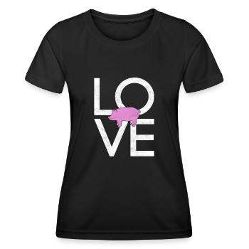 Cochon - T-shirt sport Femme - noir - Devant - AI Model Female 172 light (172cm)