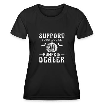 Support Your Local Pumpkin Dealer, Kürbis - Frauen Funktions-T-Shirt - Schwarz - Vorne - AI Model Female 172 light (172cm)
