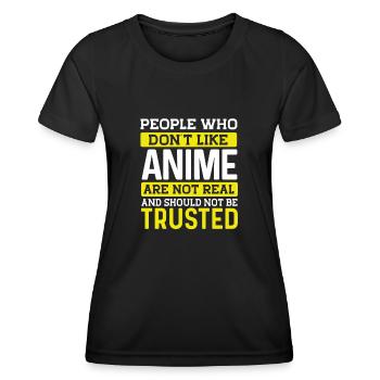 Menschen die keine Anime mögen - Frauen Funktions-T-Shirt - Schwarz - Vorne - AI Model Female 172 light (172cm)