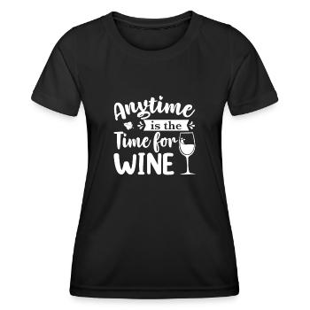 N’importe quand est un bon moment pour le vin - T-shirt sport Femme - noir - Devant - AI Model Female 172 light (172cm)