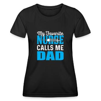 mon infirmière préférée m’appelle papa - T-shirt sport Femme - noir - Devant - AI Model Female 172 light (172cm)