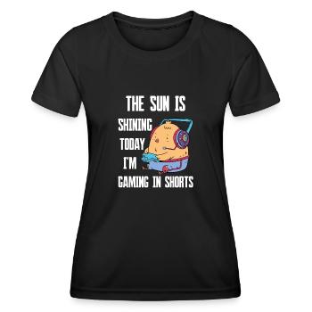 The Sun Is Shining Today Gaming Shorts, Videospiel - Frauen Funktions-T-Shirt - Schwarz - Vorne - AI Model Female 172 light (172cm)