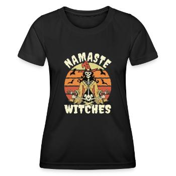 Namaste Witches Meditate Skeleton Yoga Halloween - Women's Functional T-Shirt - black - Front - AI Model Female 172 light (172cm)
