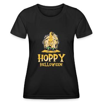 Ghost Beer Mug Funny Hoppy Halloween - Women's Functional T-Shirt - black - Front - AI Model Female 172 light (172cm)