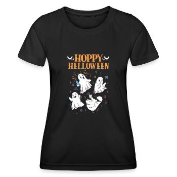 Ghost Beer Mug Funny Hoppy Halloween - Women's Functional T-Shirt - black - Front - AI Model Female 172 light (172cm)