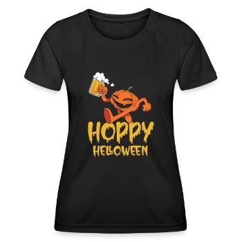 Pumpkin Beer Mug Funny Hoppy Halloween - Women's Functional T-Shirt - black - Front - AI Model Female 172 light (172cm)