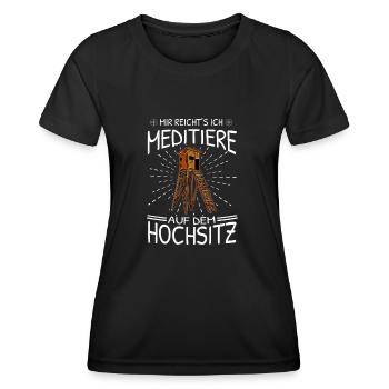 Jäger Mir reicht’s ich Meditiere auf dem Hochsitz - Frauen Funktions-T-Shirt - Schwarz - Vorne - AI Model Female 172 light (172cm)