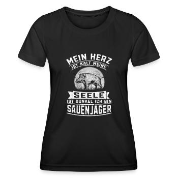 Jäger Mein Herz meine Seele ich bin Sauenjäger - Frauen Funktions-T-Shirt - Schwarz - Vorne - AI Model Female 172 light (172cm)