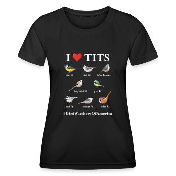 J’adore Tits #BirdWatchersOfAmerica Funny Bird - T-shirt sport Femme - noir - Devant - AI Model Female 172 light (172cm)