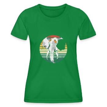 Elefant in Retro Vintage - Frauen Funktions-T-Shirt - Kelly Green - Vorne - AI Model Female 172 dark (172cm)