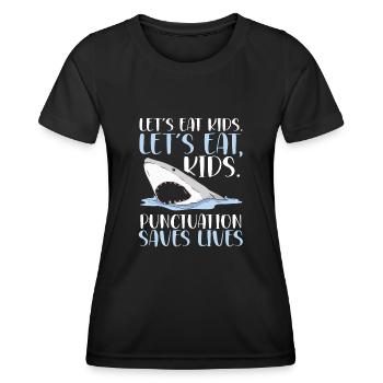 Requin laisser les enfants manger - T-shirt sport Femme - noir - Devant - AI Model Female 172 light (172cm)