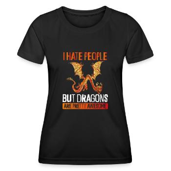 I hate people except dragons - Women's Functional T-Shirt - black - Front - AI Model Female 172 light (172cm)