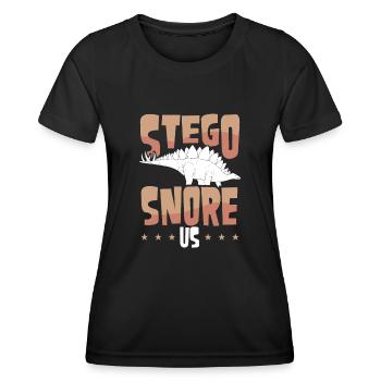 Stegosaurus nous ronfle - T-shirt sport Femme - noir - Devant - AI Model Female 172 light (172cm)