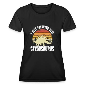 J’adore Stegosaurus - T-shirt sport Femme - noir - Devant - AI Model Female 172 light (172cm)