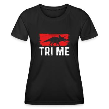 Triceratops Red Background - Women's Functional T-Shirt - black - Front - AI Model Female 172 light (172cm)