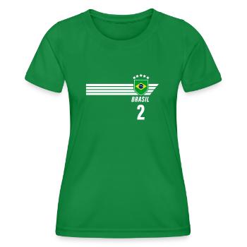 Brazil Brazilian Seleção Football Fan Jersey - Women's Functional T-Shirt - kelly green - Front - AI Model Female 172 dark (172cm)