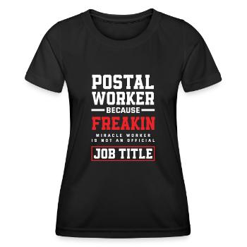 Emploi de commis de poste - T-shirt sport Femme - noir - Devant - AI Model Female 172 light (172cm)
