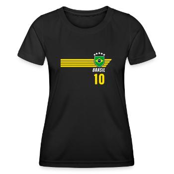 Brazil Brazilian Seleção Football Fan Jersey - Women's Functional T-Shirt - black - Front - AI Model Female 172 light (172cm)