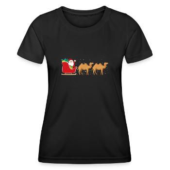 Camel Santa Claus Sleigh - Drôle - T-shirt sport Femme - noir - Devant - AI Model Female 172 light (172cm)