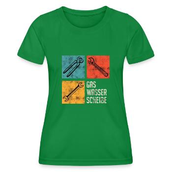 Plombier de merde d’eau de gaz - T-shirt sport Femme - vert - Devant - AI Model Female 172 dark (172cm)