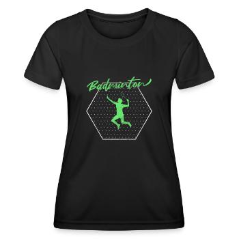 Badminton - Frauen Funktions-T-Shirt - Schwarz - Vorne - AI Model Female 172 light (172cm)