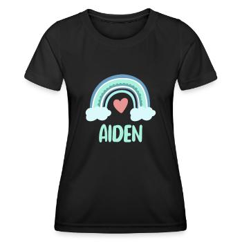 Aiden Name Regenbogen Baby - Frauen Funktions-T-Shirt - Schwarz - Vorne - AI Model Female 172 light (172cm)
