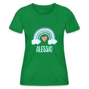 Alessio Name Regenbogen Baby - Frauen Funktions-T-Shirt - Kelly Green - Vorne - AI Model Female 172 dark (172cm)