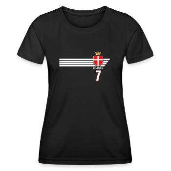 Dänemark Fussball Dänisches Wappen Flagge Dynamit - Frauen Funktions-T-Shirt - Schwarz - Vorne - AI Model Female 172 light (172cm)