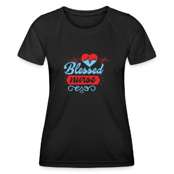 INFIRMIÈRE Infirmière bénie - T-shirt sport Femme - noir - Devant - AI Model Female 172 light (172cm)