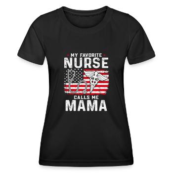 KRANKENSCHWESTER Nurse Calls Me Mama - Women's Functional T-Shirt - black - Front - AI Model Female 172 light (172cm)