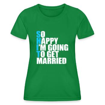 Tellement heureuse que je vais me marier - T-shirt sport Femme - vert - Devant - AI Model Female 172 dark (172cm)
