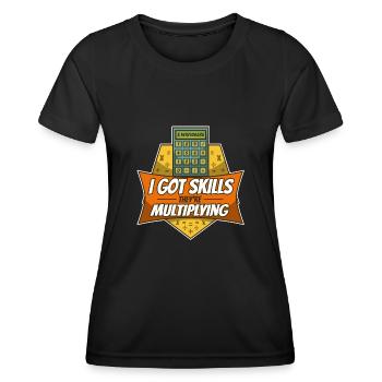 J’ai acquis des compétences qu’ils multiplient - T-shirt sport Femme - noir - Devant - AI Model Female 172 light (172cm)