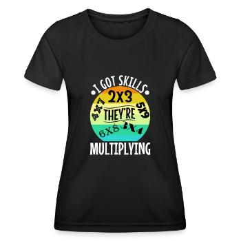 J’ai acquis des compétences qu’ils multiplient - T-shirt sport Femme - noir - Devant - AI Model Female 172 light (172cm)