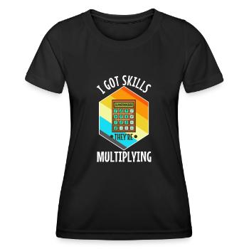 J’ai acquis des compétences qu’ils multiplient - T-shirt sport Femme - noir - Devant - AI Model Female 172 light (172cm)