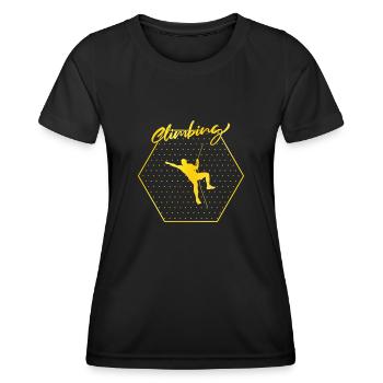 Klettern - Frauen Funktions-T-Shirt - Schwarz - Vorne - AI Model Female 172 light (172cm)