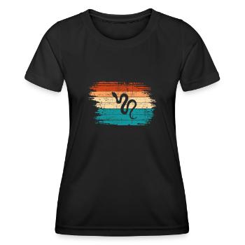 Snake Retro Reptile Python Gift idea - Frauen Funktions-T-Shirt - Schwarz - Vorne - AI Model Female 172 light (172cm)