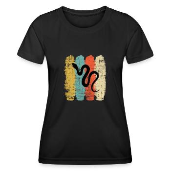 Snake Retro Reptile Python Gift idea - Frauen Funktions-T-Shirt - Schwarz - Vorne - AI Model Female 172 light (172cm)
