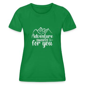 Abenteuer warten auf dich Wandershirt - Frauen Funktions-T-Shirt - Kelly Green - Vorne - AI Model Female 172 dark (172cm)