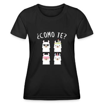 Como Te Lamas, Lama - Frauen Funktions-T-Shirt - Schwarz - Vorne - AI Model Female 172 light (172cm)