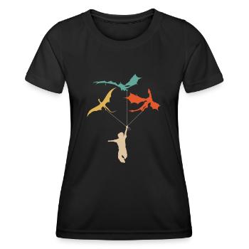 Funny Trendy Little Boy With Dragon - Women's Functional T-Shirt - black - Front - AI Model Female 172 light (172cm)