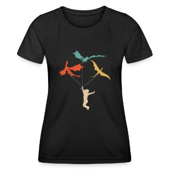 Funny Trendy Little Girl With Dragon - Women's Functional T-Shirt - black - Front - AI Model Female 172 light (172cm)