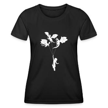 Funny Trendy Little Boy With Dragon - Women's Functional T-Shirt - black - Front - AI Model Female 172 light (172cm)