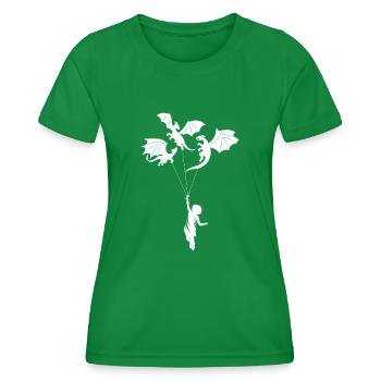 Lustiger Trendiger Kleiner Junge Mit Drachen - Frauen Funktions-T-Shirt - Kelly Green - Vorne - AI Model Female 172 dark (172cm)