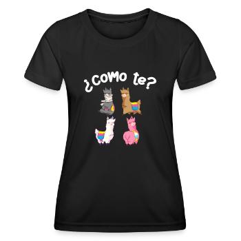 Como Te Lamas, Lama - Women's Functional T-Shirt - black - Front - AI Model Female 172 light (172cm)